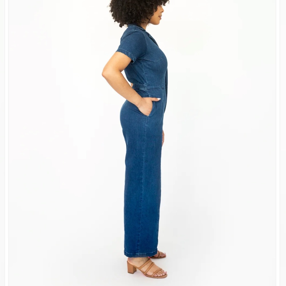 MIXED Stretch Denim Jumpsuit - Picture 2 of 7